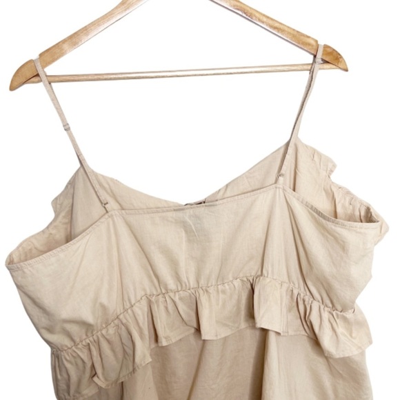 Express Tan Ruffle Chest Spaghetti Strap Feminine Crop Top Tank - Picture 10 of 15